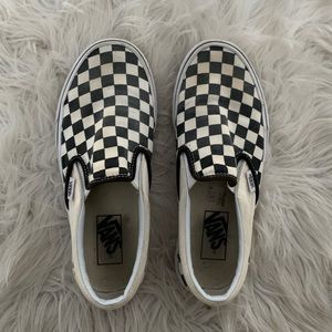 Checkered vans slip ons
